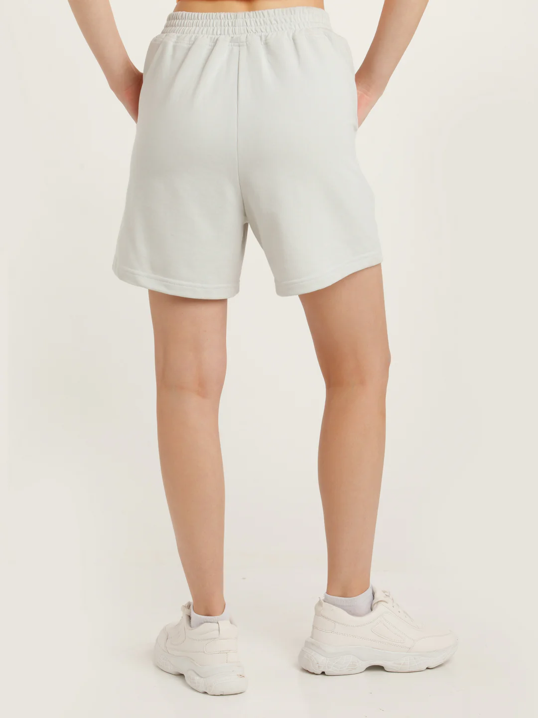 Grey Solid Elasticated Shorts - Image 4