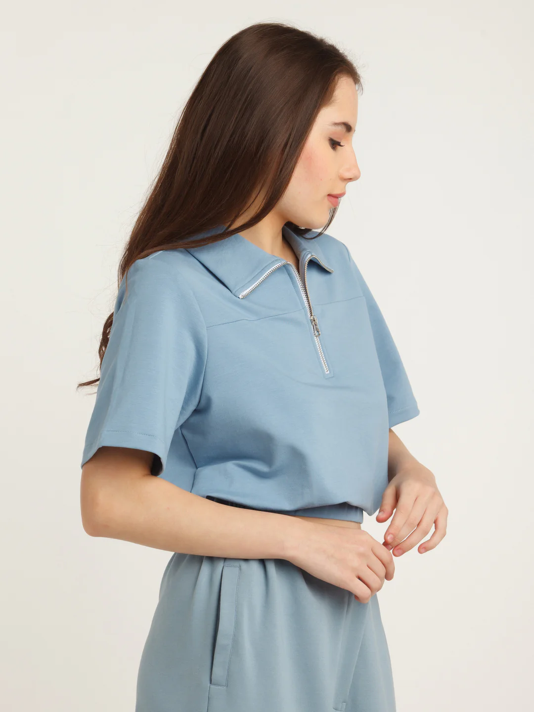 Blue Solid Elasticated Top - Image 3
