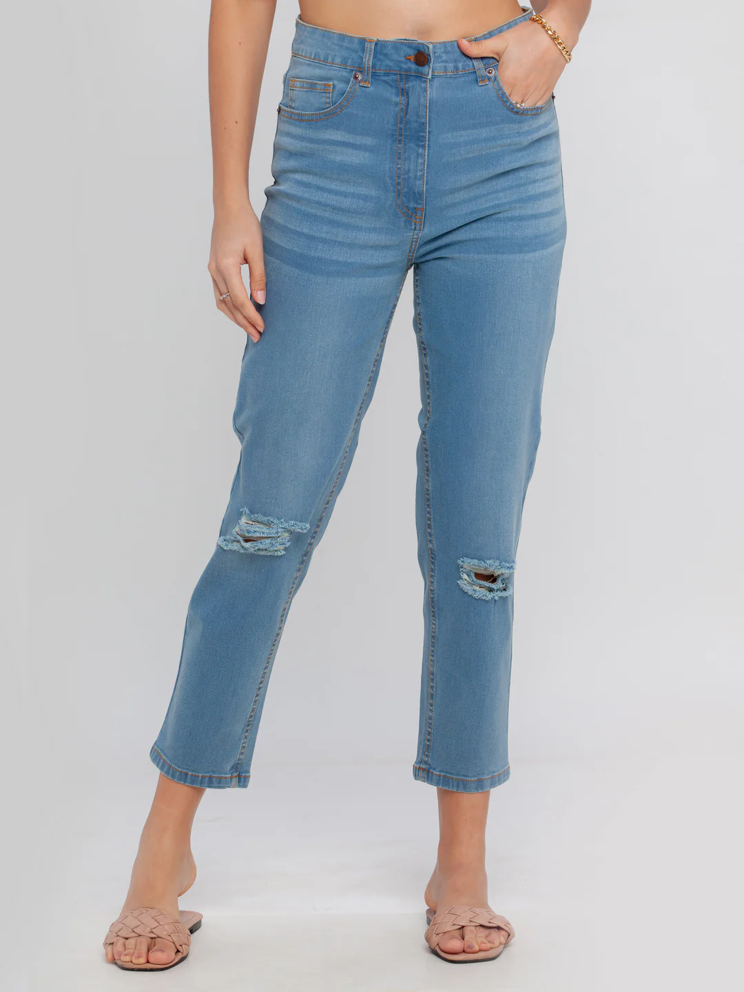 Blue Solid Jeans