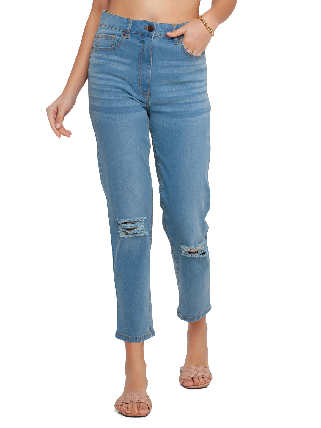 Blue Solid Jeans - Image 2