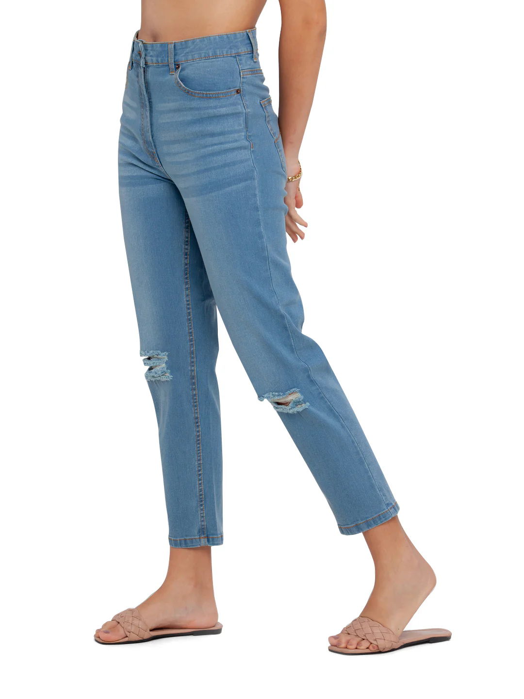 Blue Solid Jeans - Image 3
