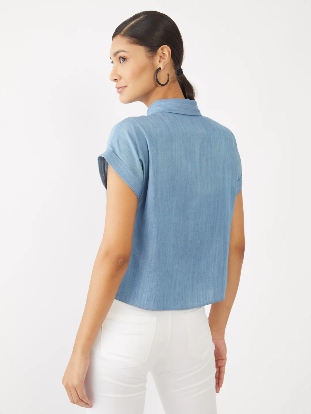 Blue Solid Lace Top - Image 4