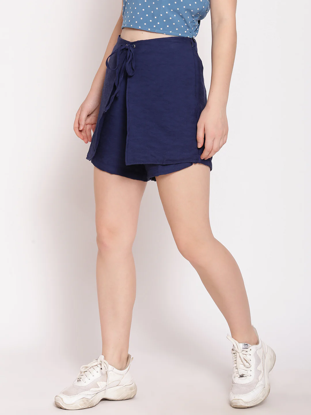 Blue Solid Layered Shorts - Image 2