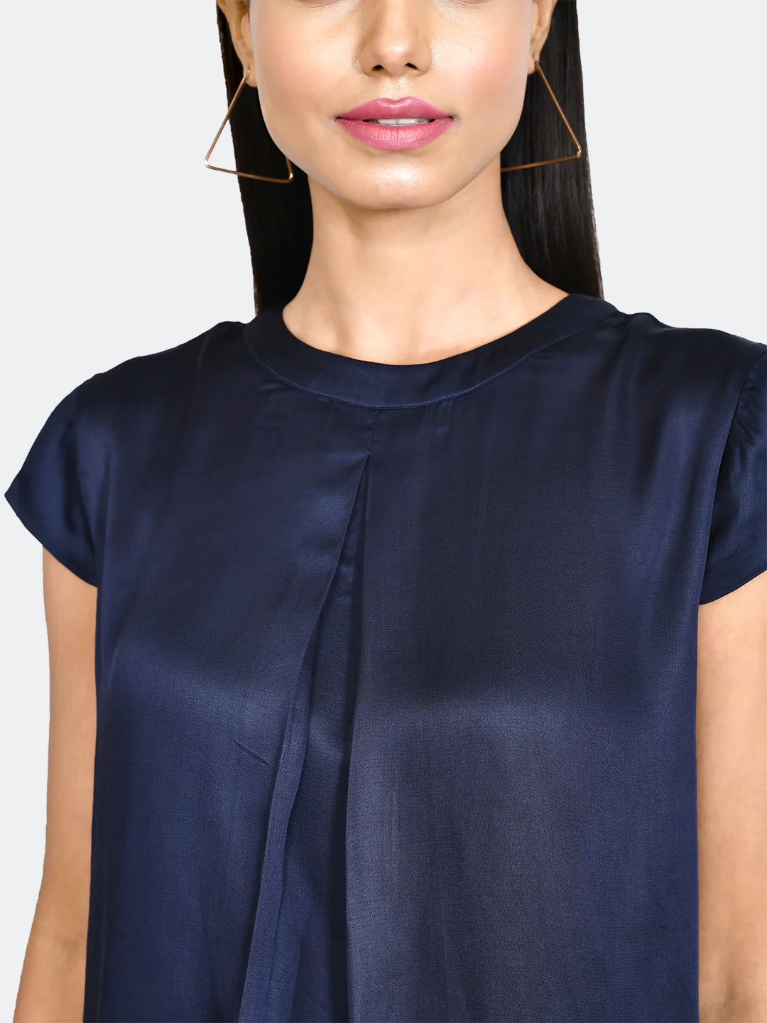 Blue Solid Pleated Top - Image 6