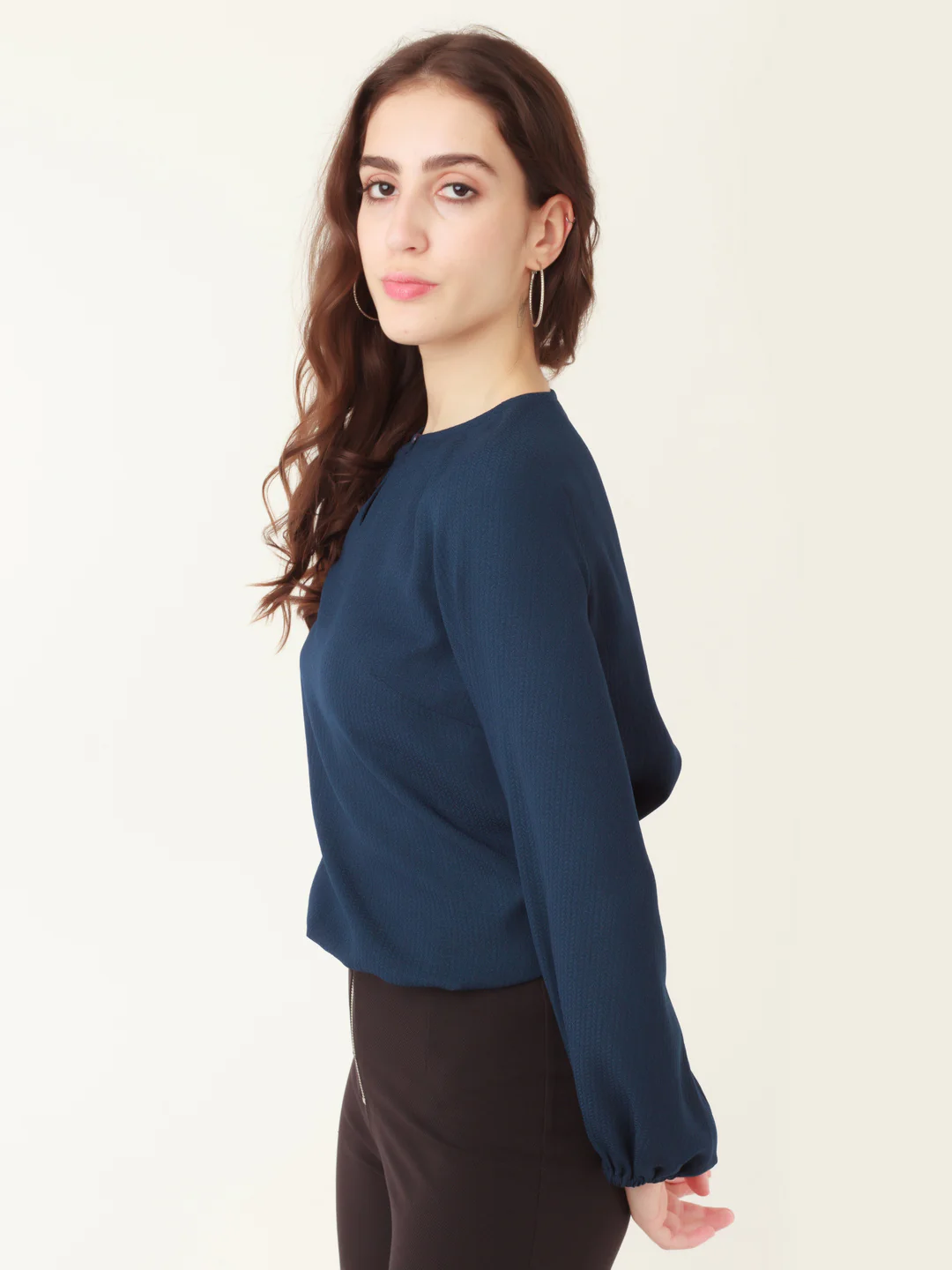 Blue Solid Regular Shirt - Image 3