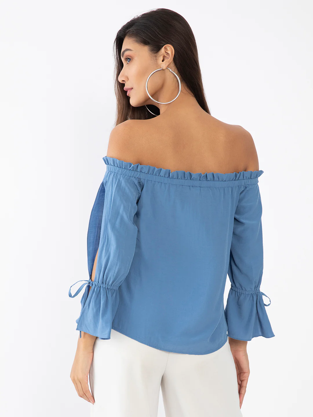 Blue Solid Regular Top - Image 4