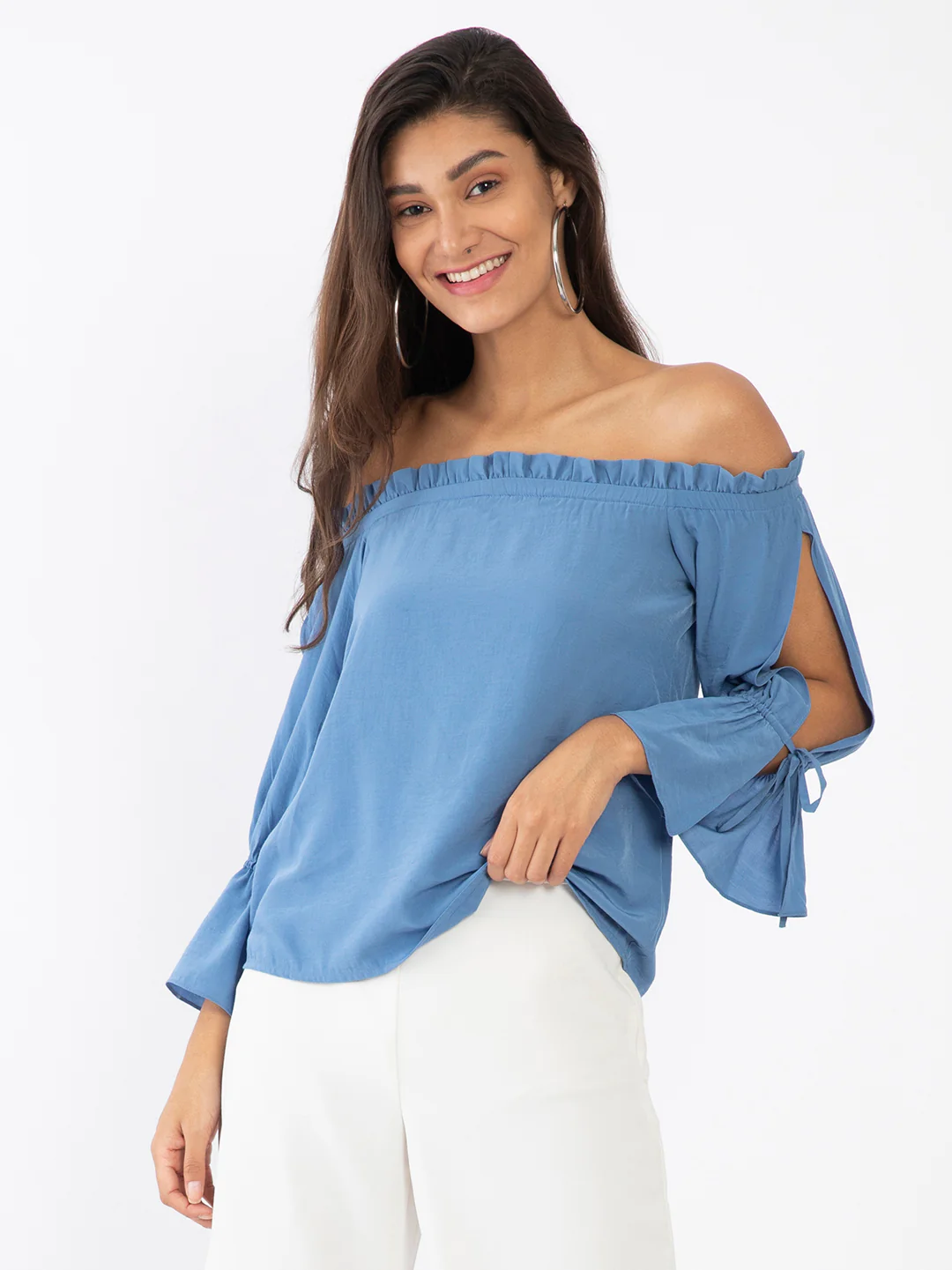 Blue Solid Regular Top - Image 5