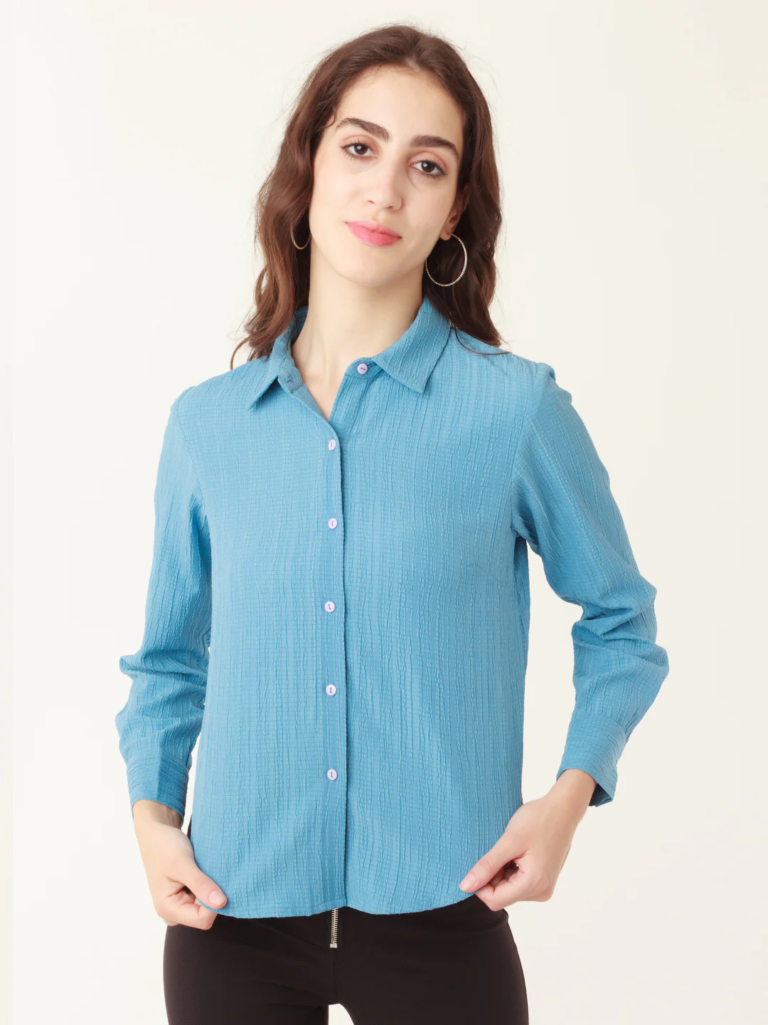 Blue Solid Regular Top - Image 3