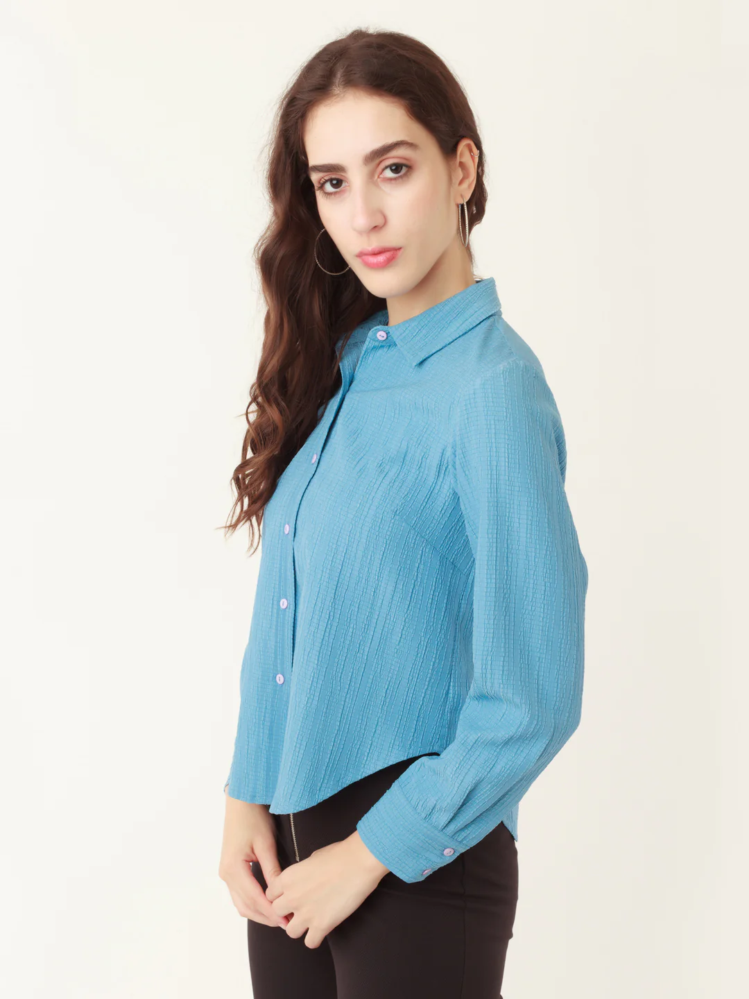 Blue Solid Regular Top - Image 4