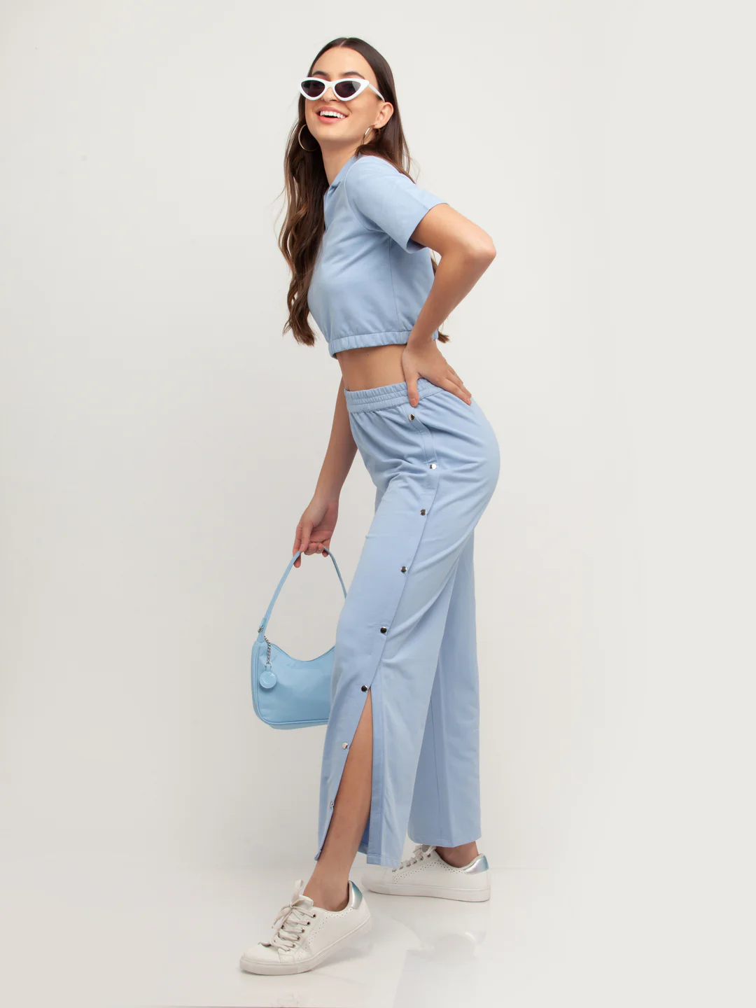 Blue Solid Short Sleeves Trouser - Image 5
