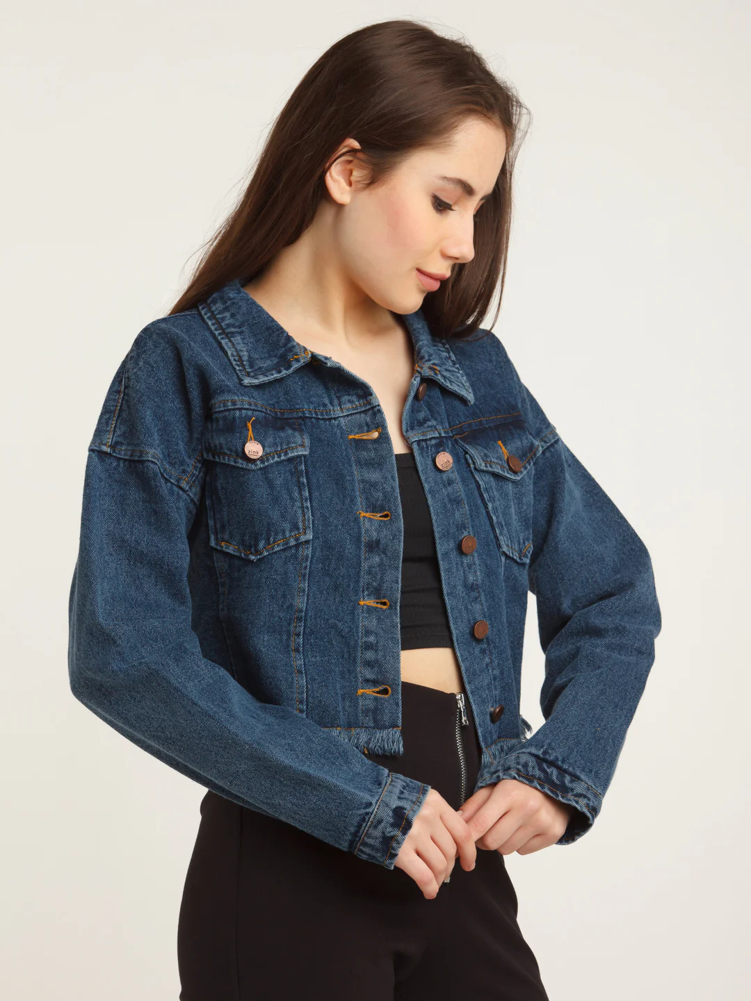 Blue Solid Straight Jacket - Image 3