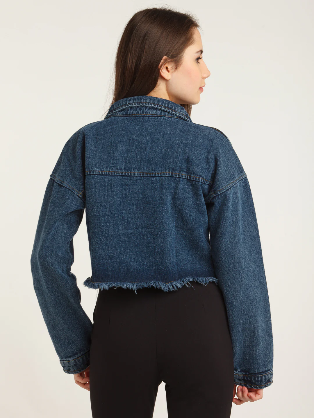 Blue Solid Straight Jacket - Image 4