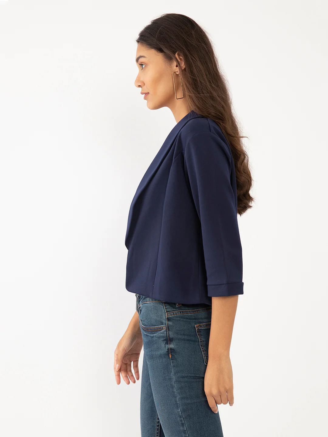 Blue Solid Summer Jacket - Image 3