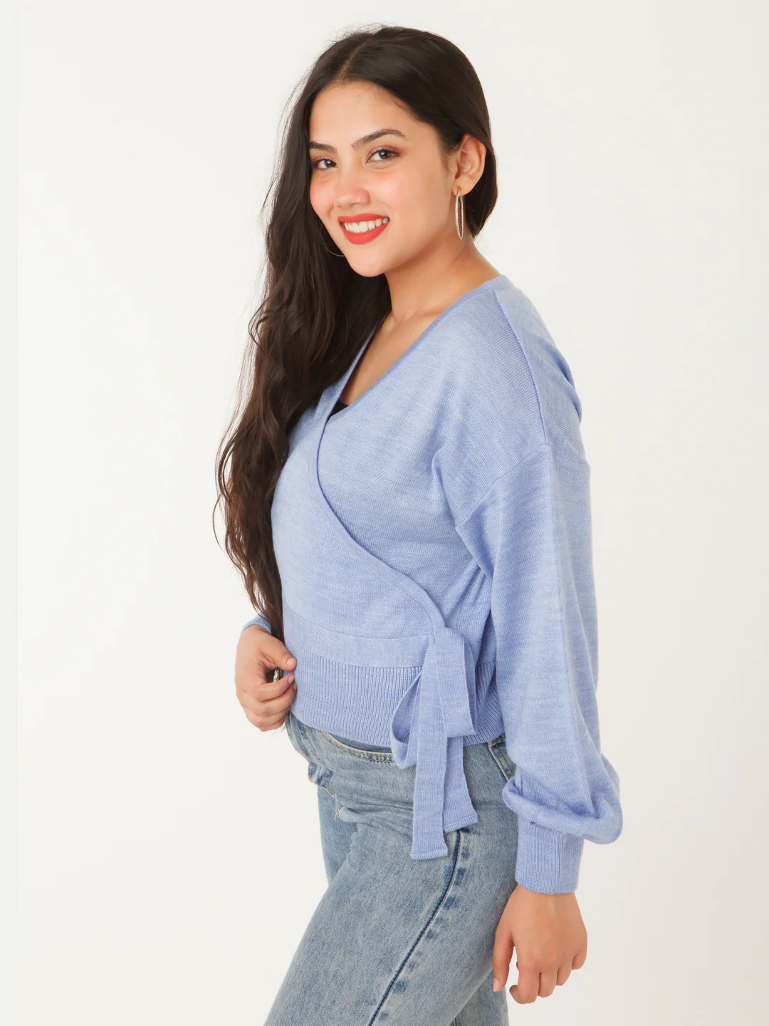 Blue Solid Sweater - Image 3
