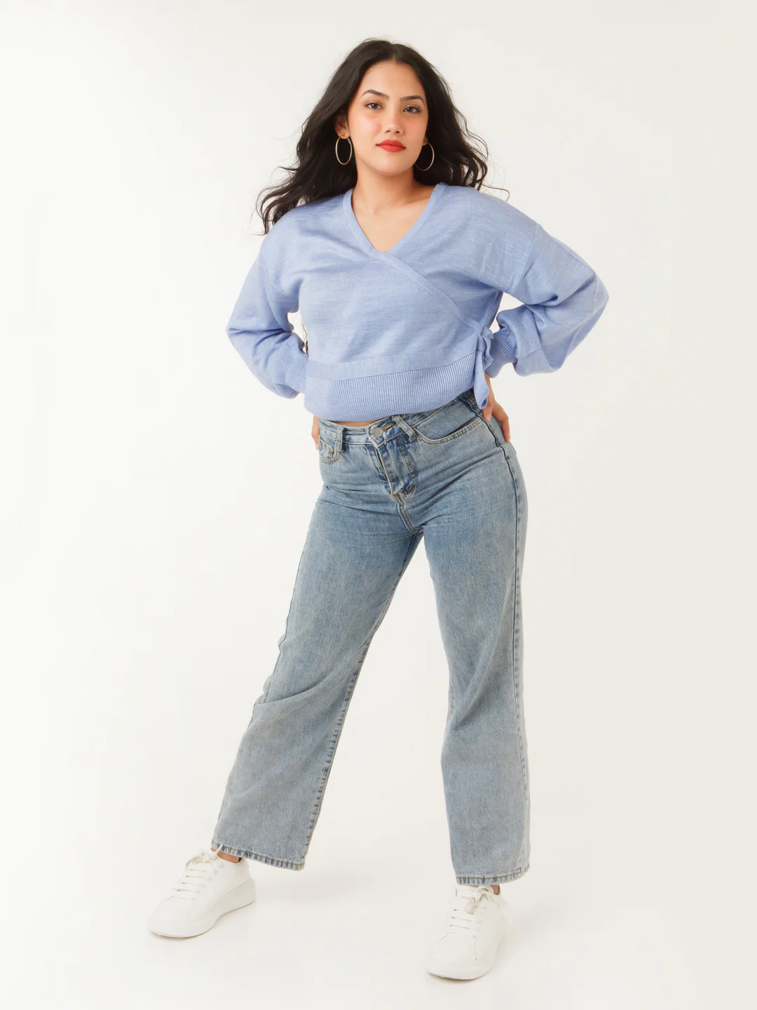 Blue Solid Sweater - Image 5