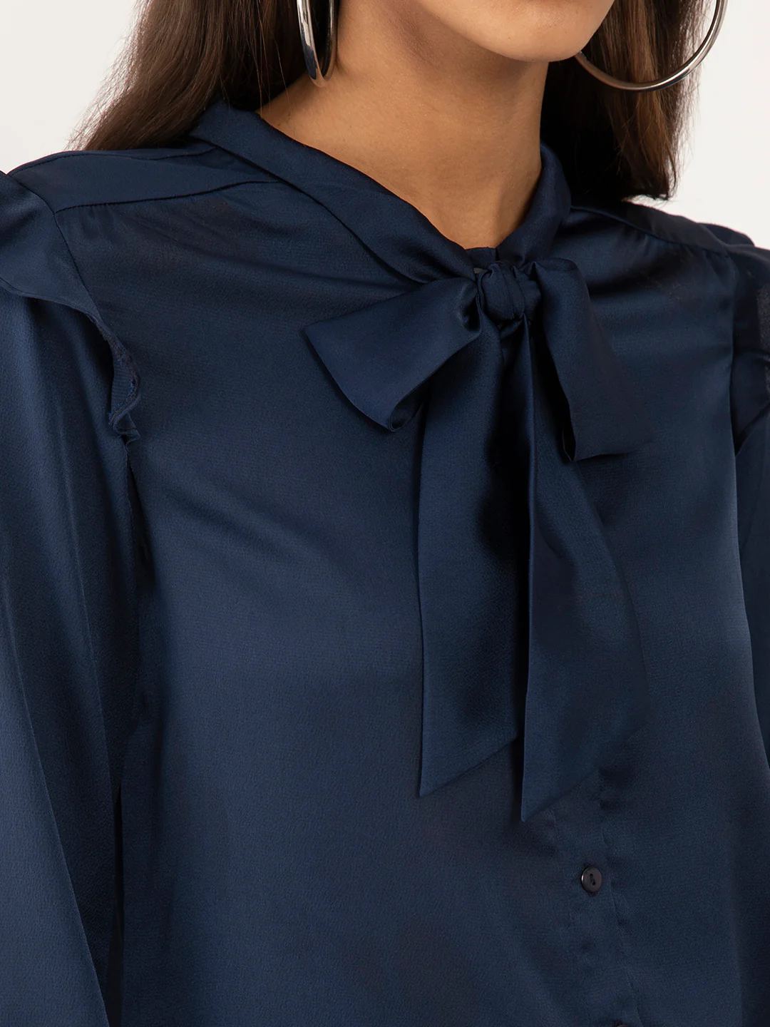 Blue Solid Tie-Up Top - Image 6