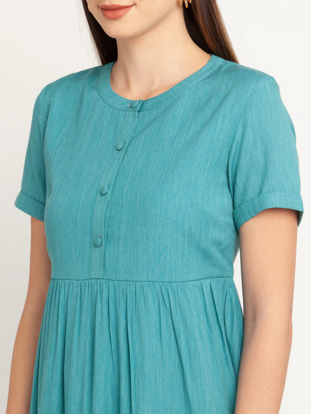 Blue Solid Tiered Short Dress - Image 6