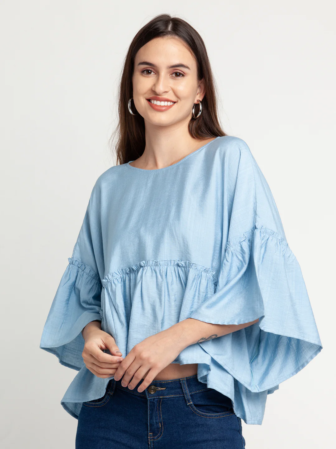 Blue Solid Tiered Top - Image 2