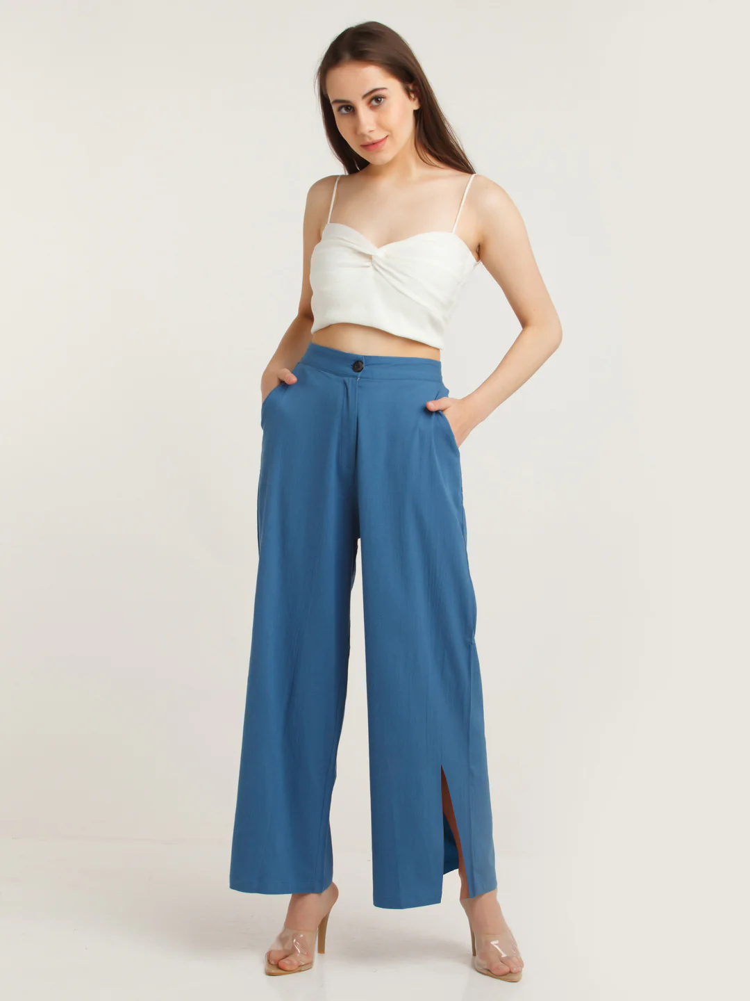 Blue Solid Trouser - Image 7
