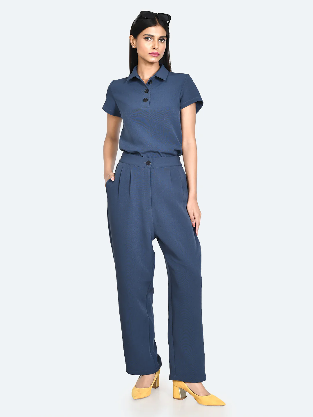 Blue Solid Trousers - Image 2