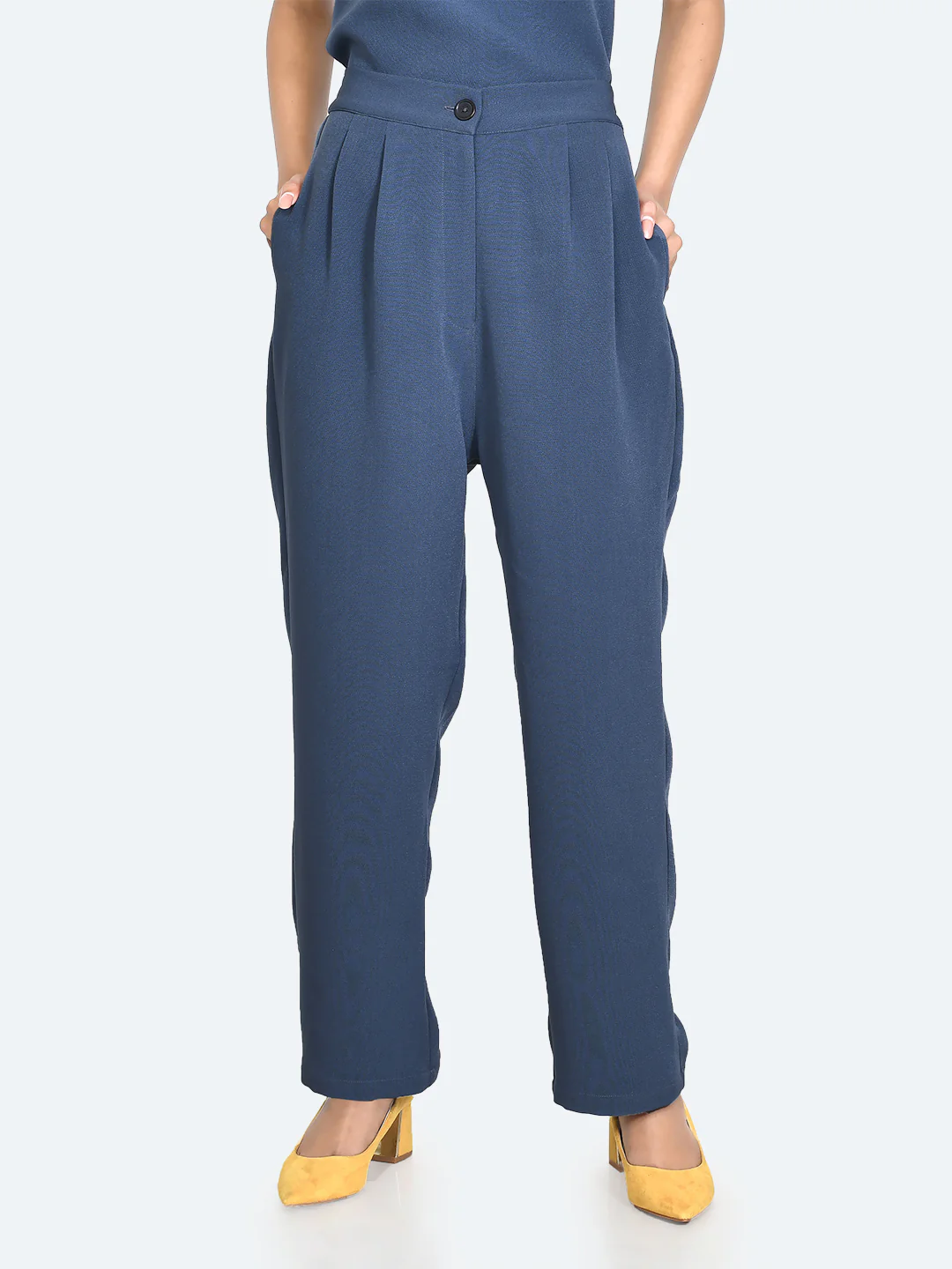 Blue Solid Trousers - Image 3