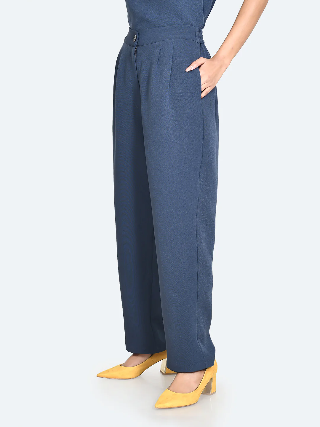 Blue Solid Trousers - Image 4