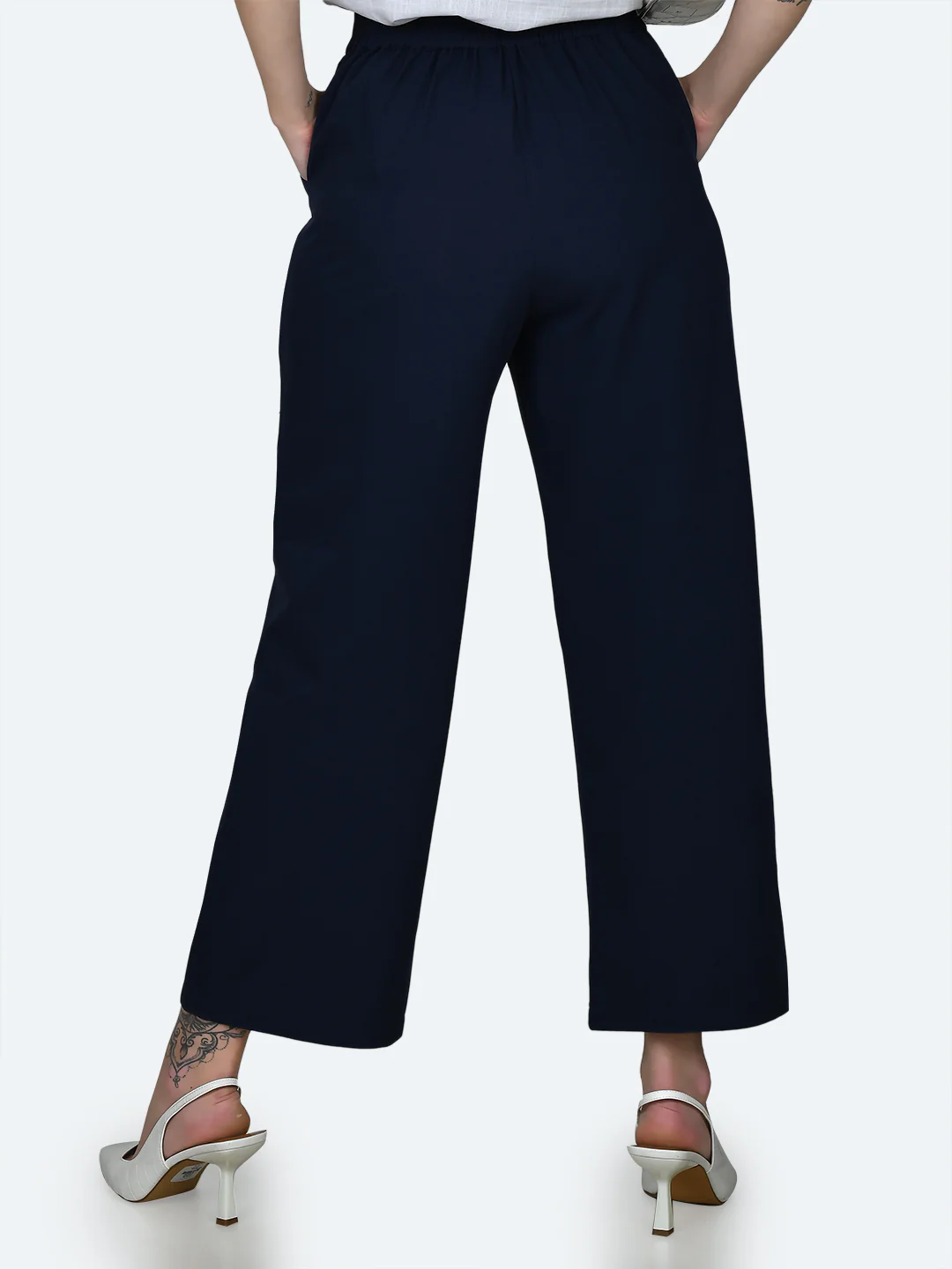 Blue Solid Trousers - Image 4