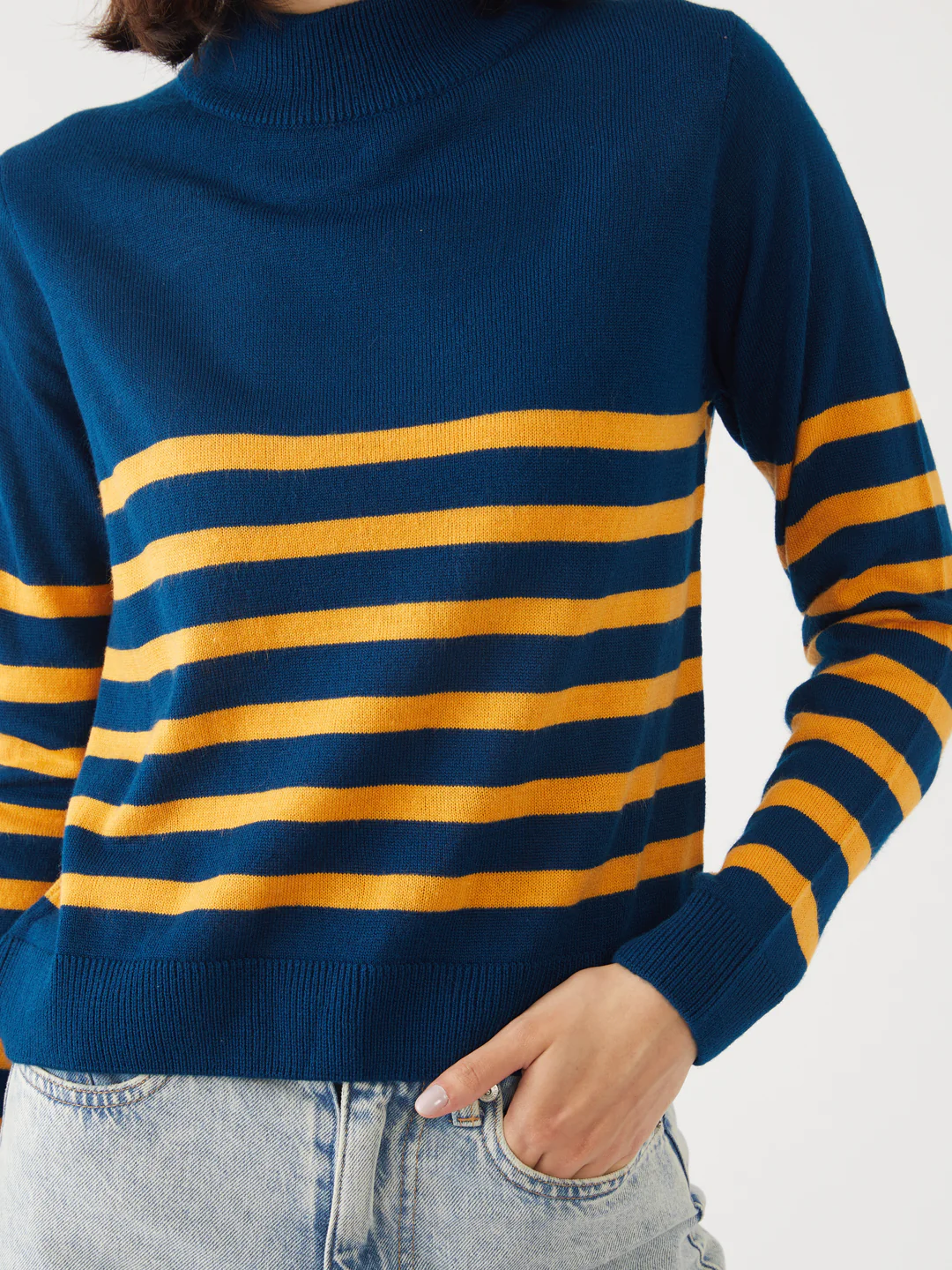 Blue Striped Crop Sweater - Image 4