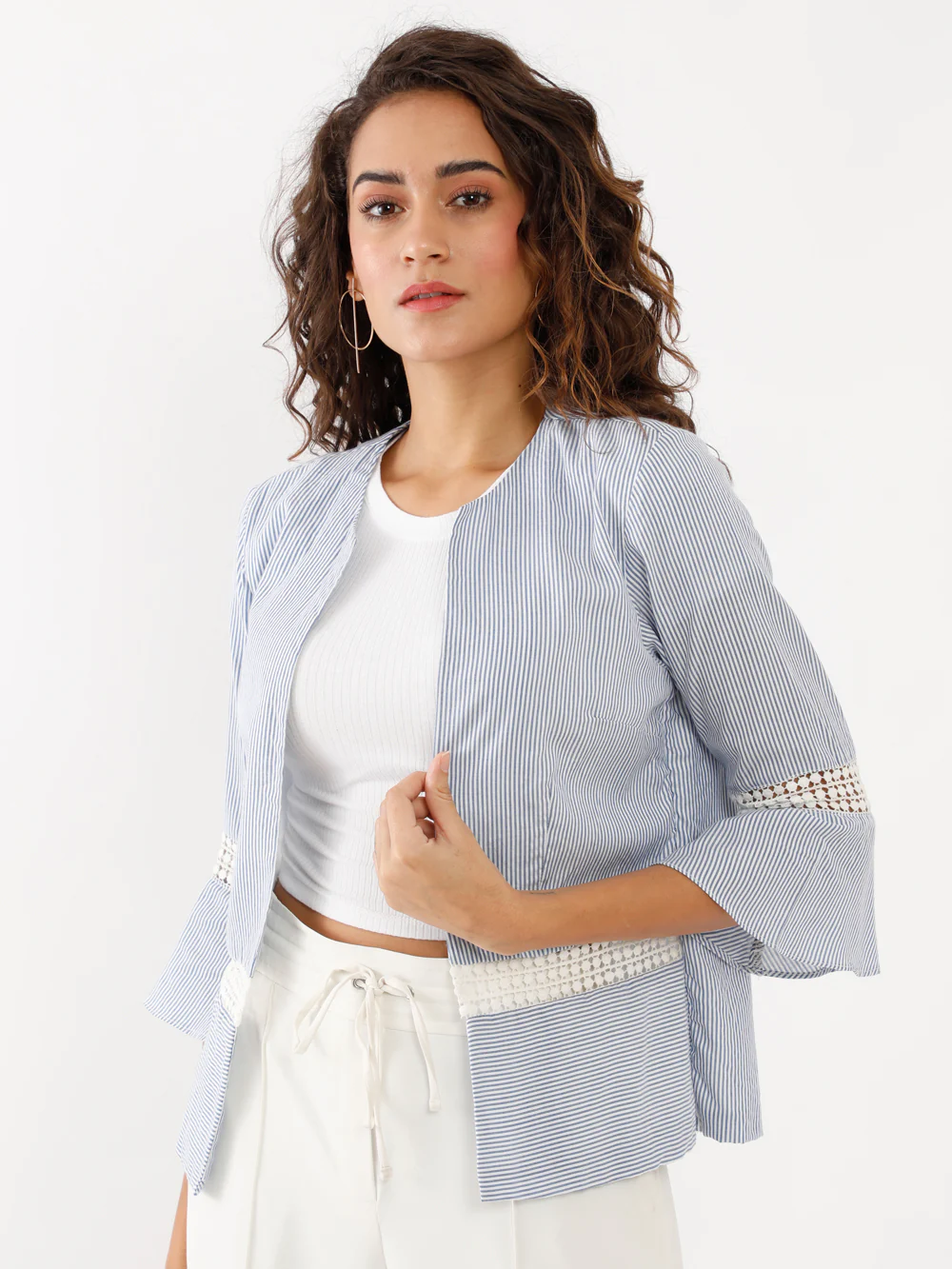Blue Striped Lace Shrug - Image 2