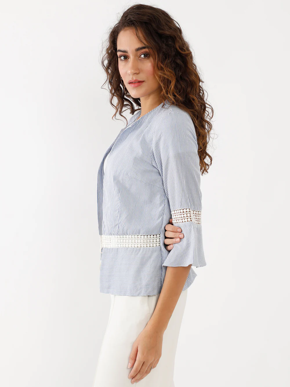 Blue Striped Lace Shrug - Image 3