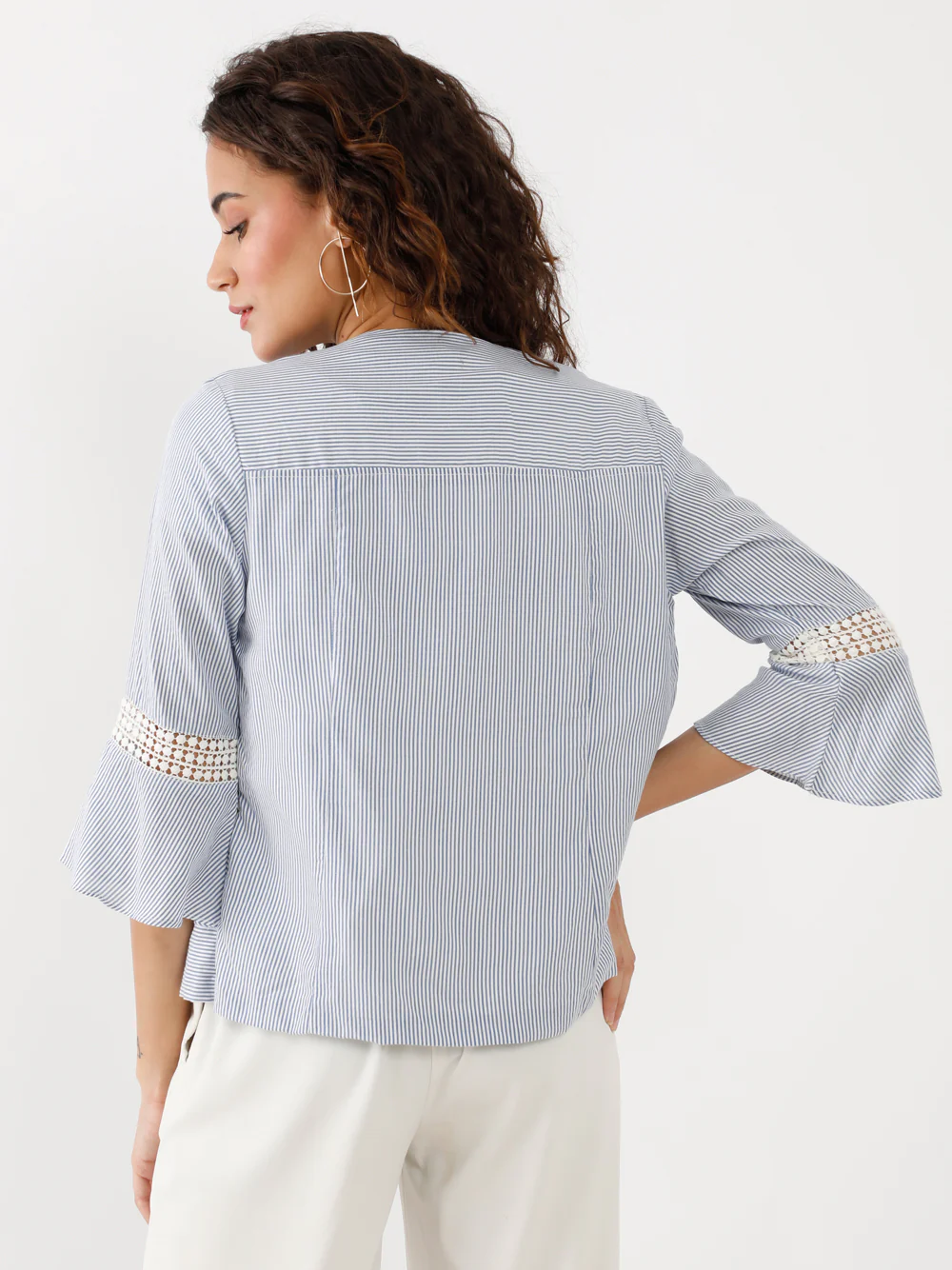 Blue Striped Lace Shrug - Image 4