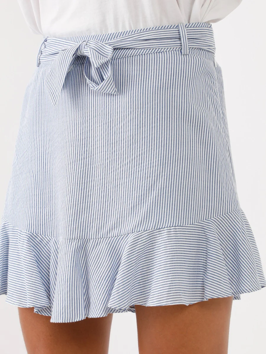Blue Striped Ruffled Skirt - Image 4