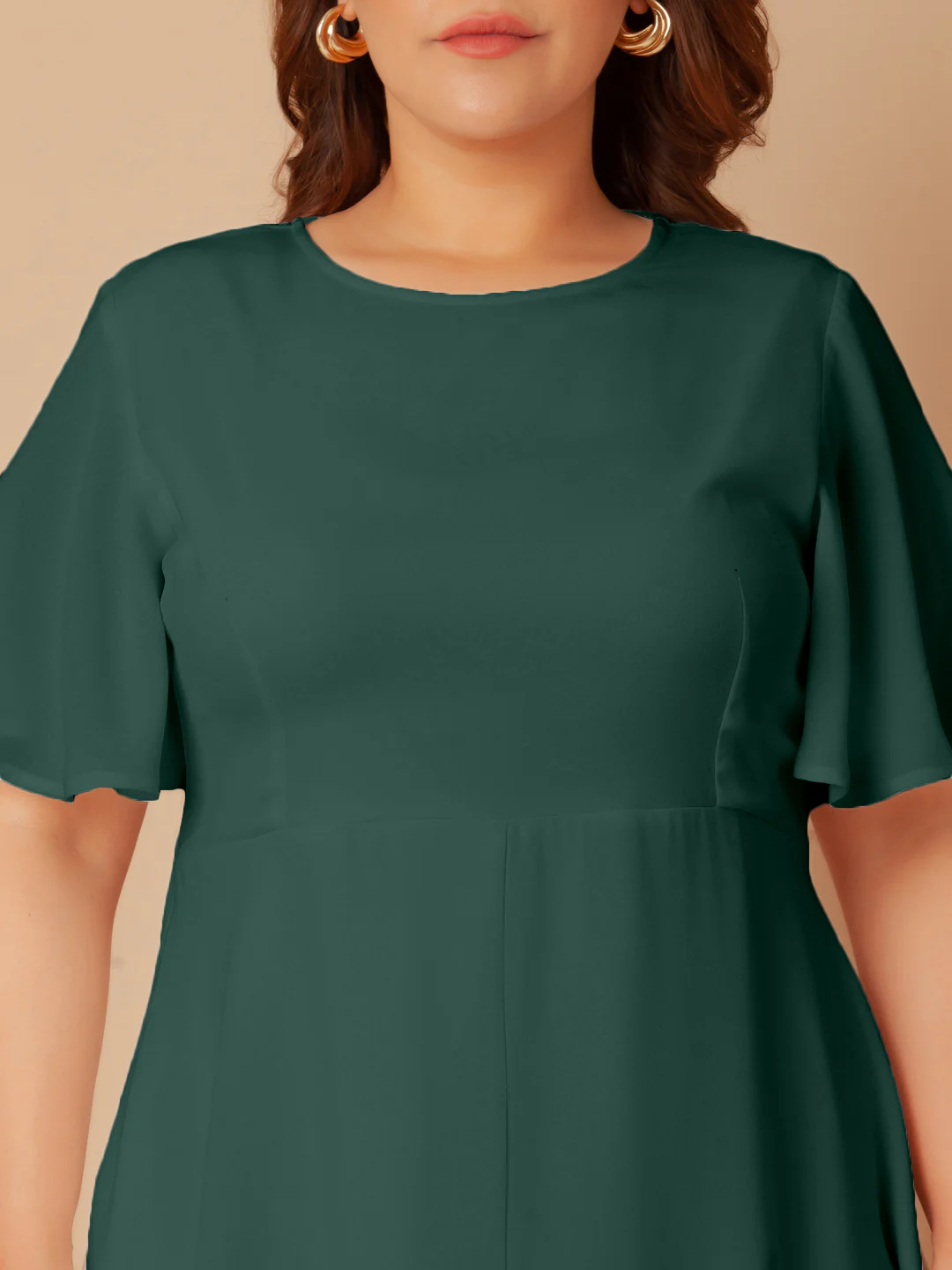 Bottle Green Solid Flared Midi Dress - Image 5