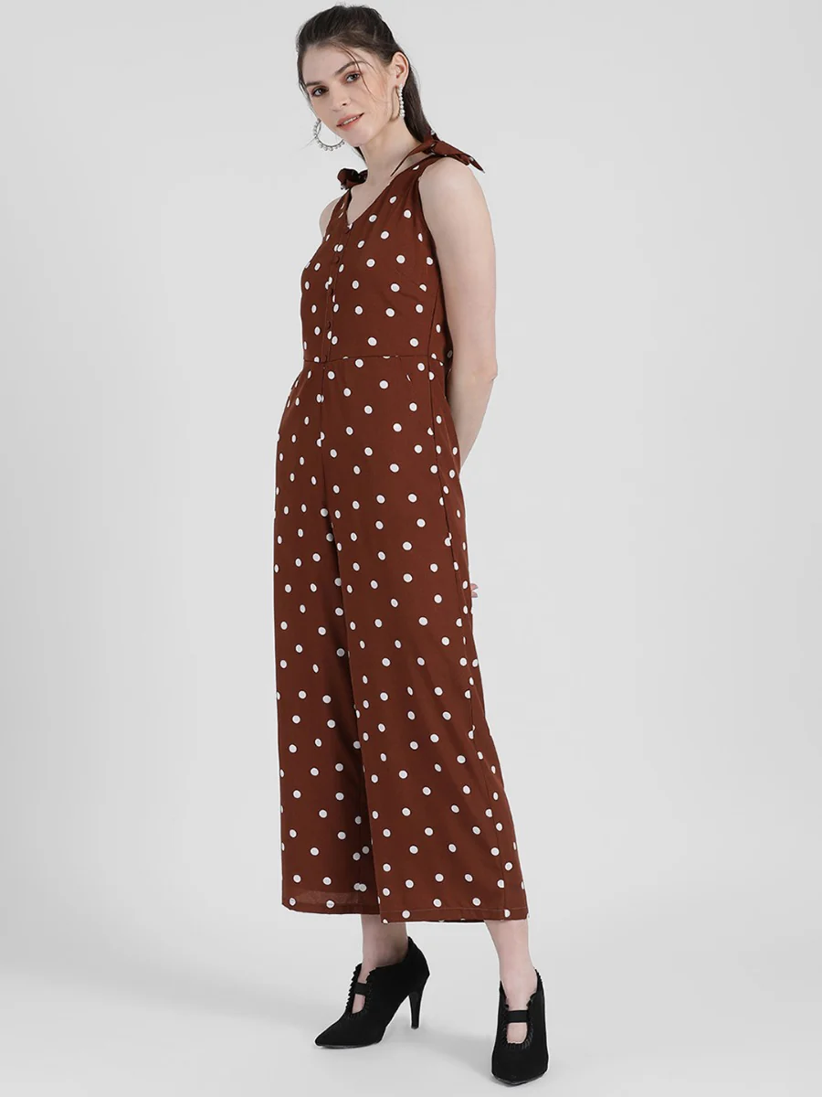 Brown Polka Jumpsuit - Image 2