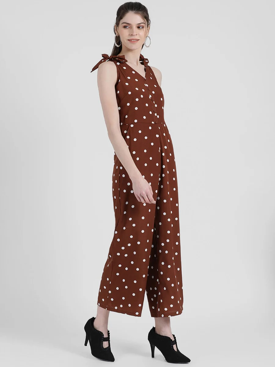 Brown Polka Jumpsuit - Image 3