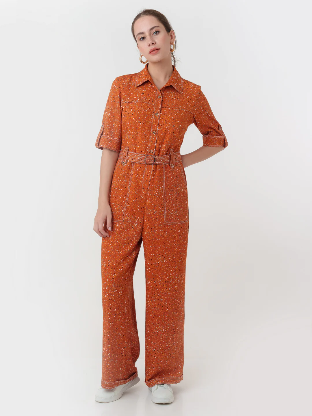 Brown Printed Regular Jumpsuit - Image 2