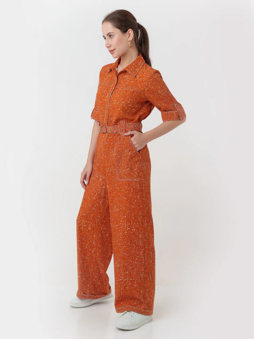 Brown Printed Regular Jumpsuit - Image 3