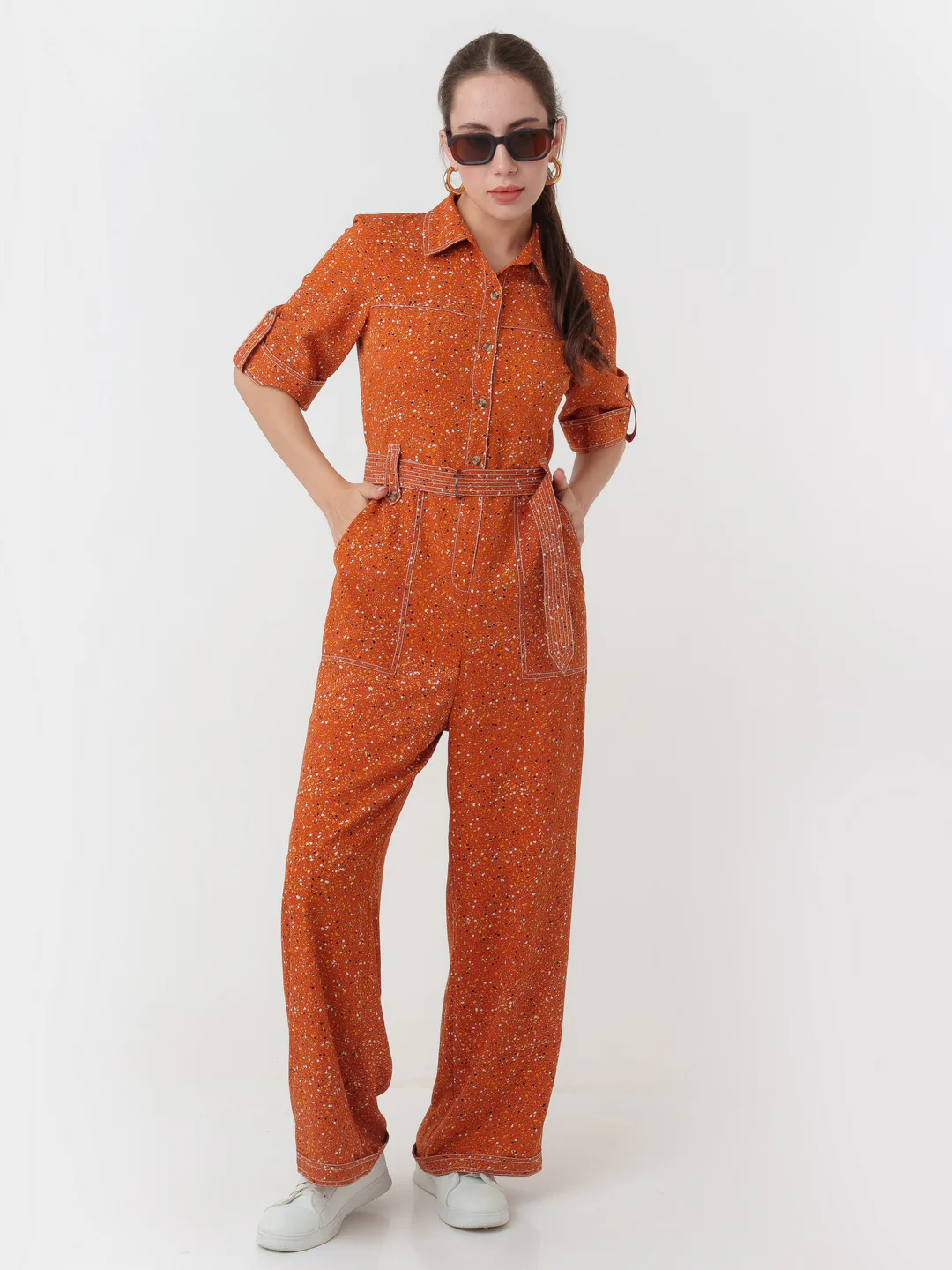 Brown Printed Regular Jumpsuit - Image 5