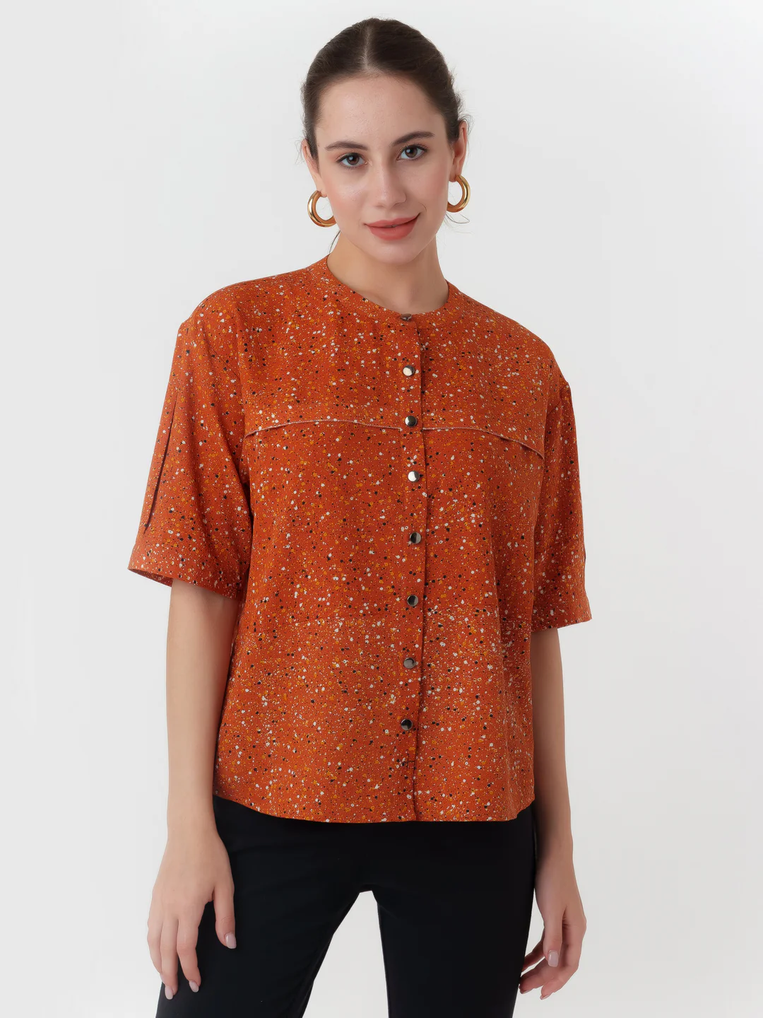 Brown Printed Regular Top - Image 2
