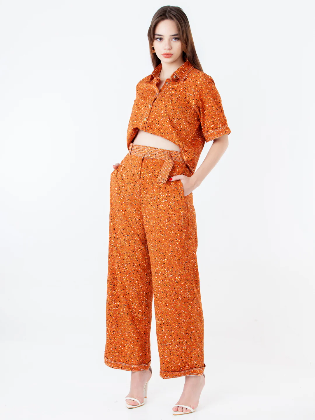 Brown Printed Regular Trouser