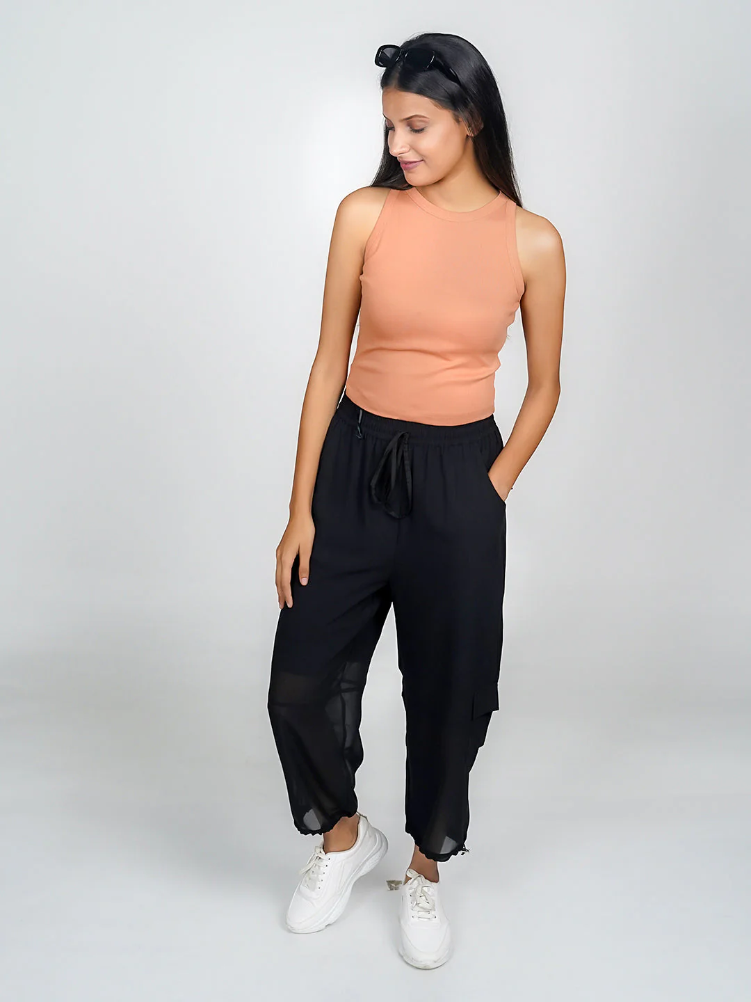 Brown Solid Basic Crop Top - Image 2
