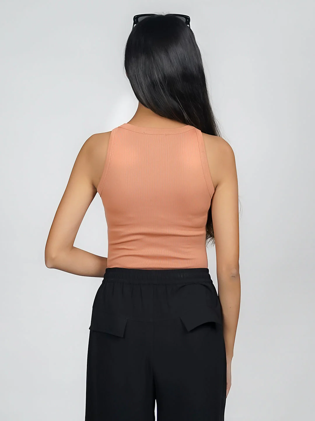 Brown Solid Basic Crop Top - Image 5