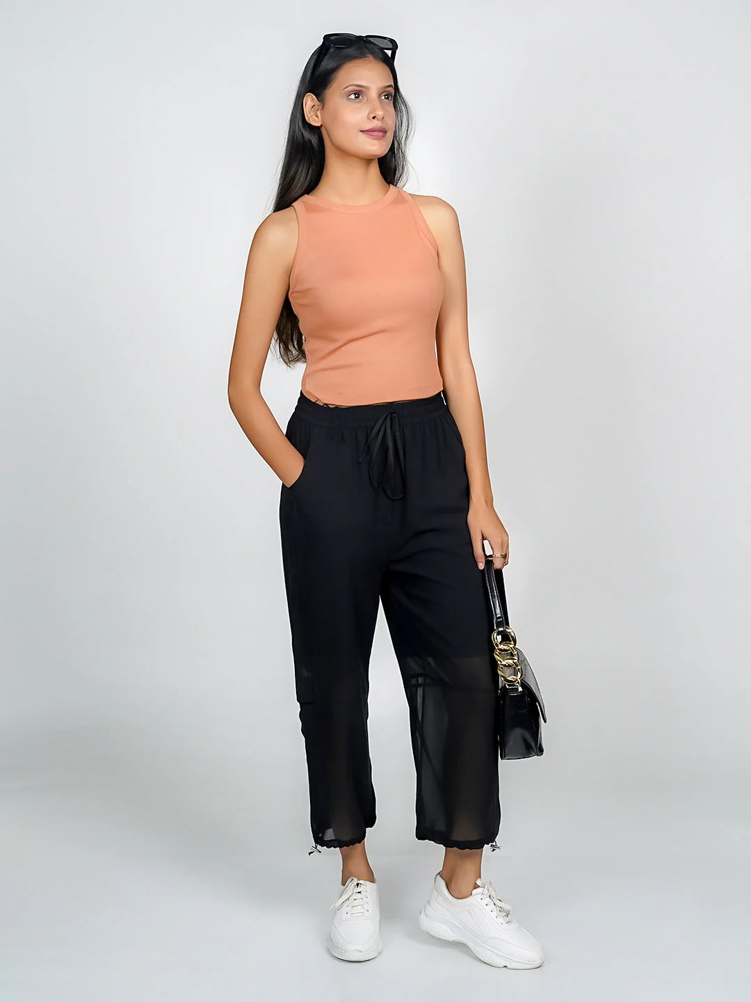 Brown Solid Basic Crop Top - Image 7