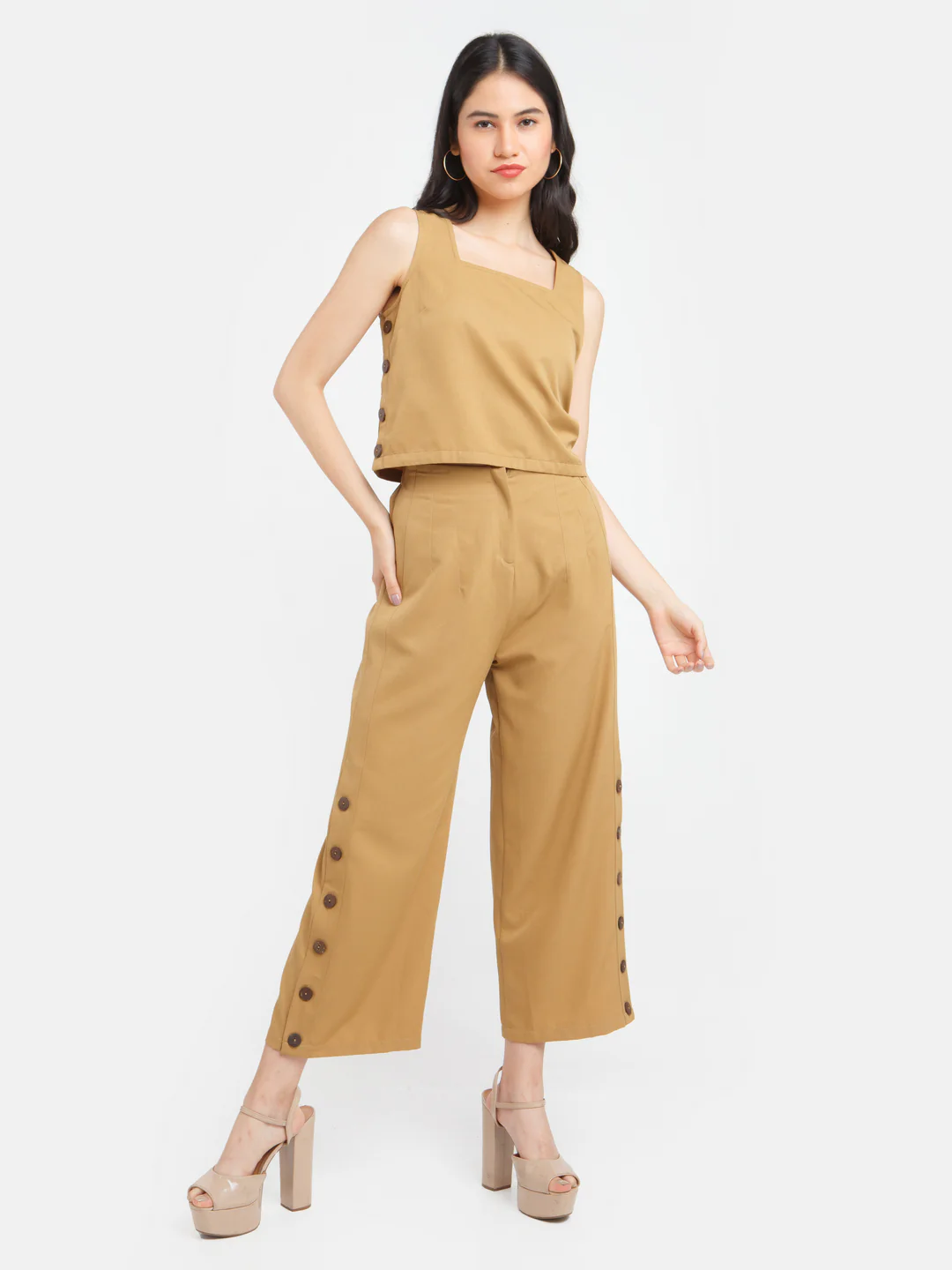 Brown Solid Crop Top - Image 5