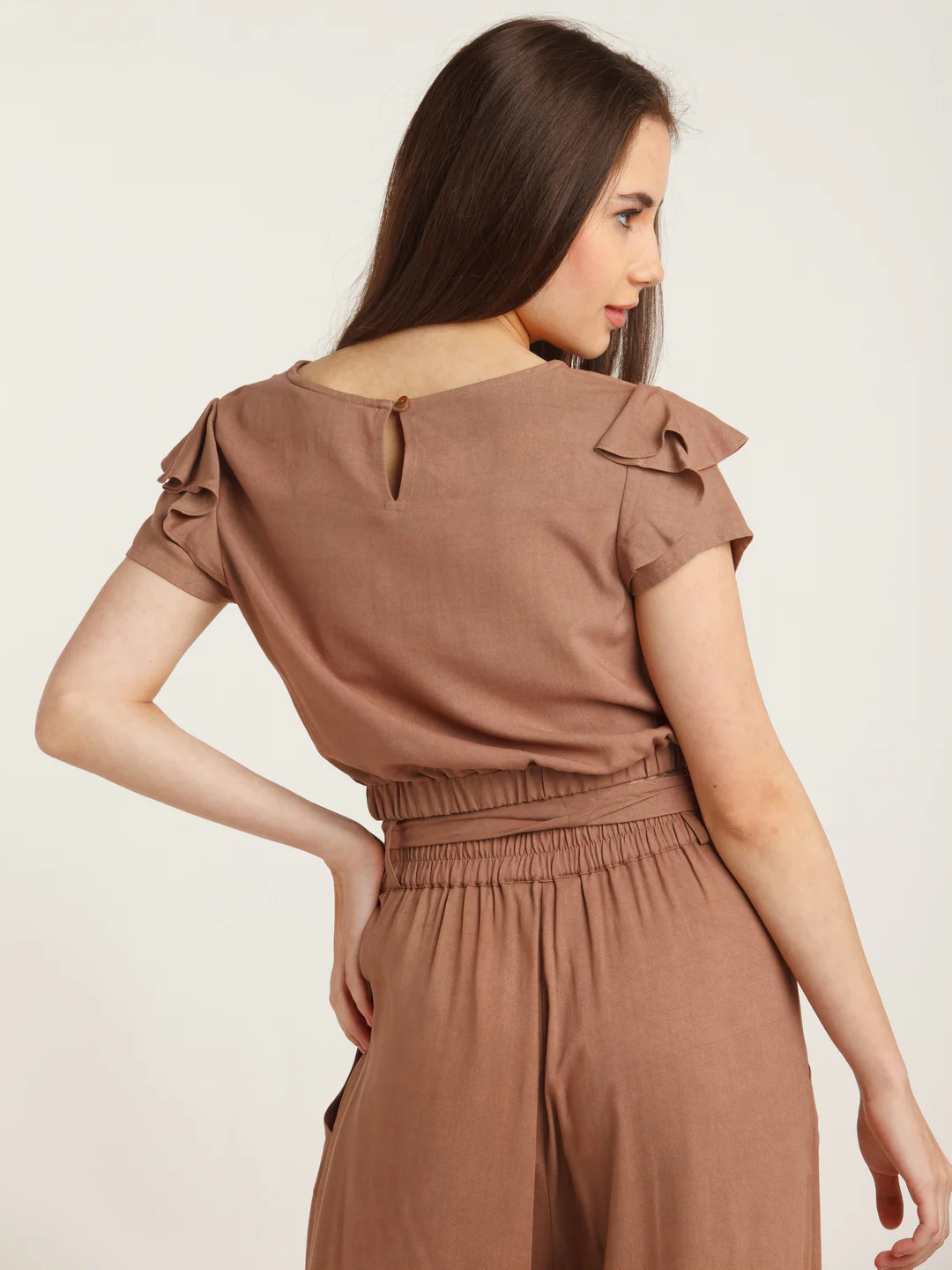 Brown Solid Crop Top - Image 4