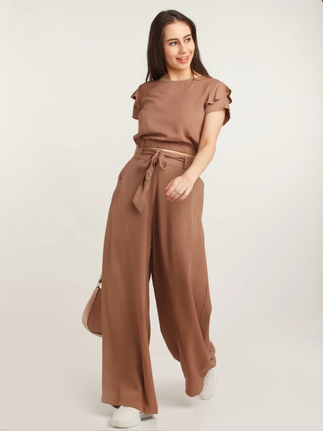 Brown Solid Crop Top - Image 5