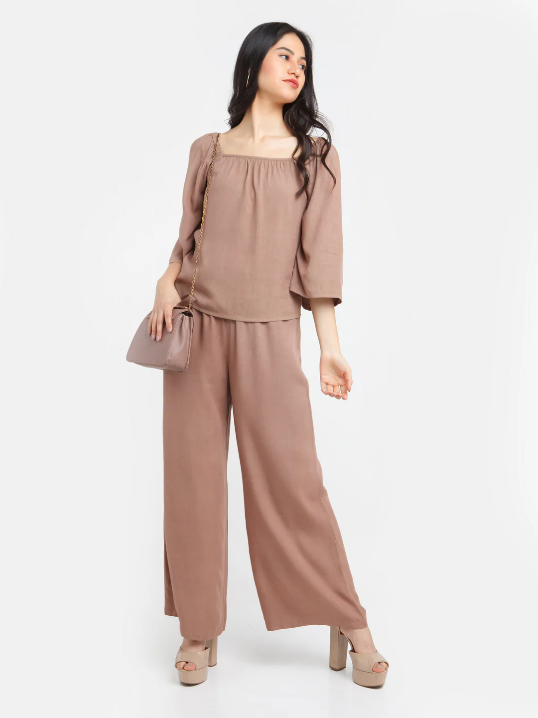 Brown Solid Elasticated Top - Image 5