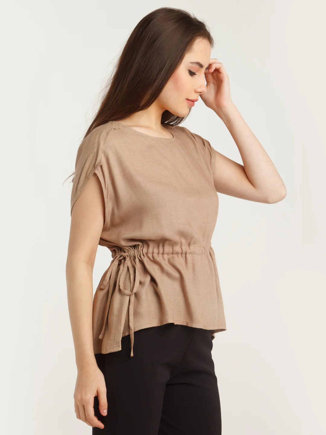 Brown Solid Elasticated Top - Image 3