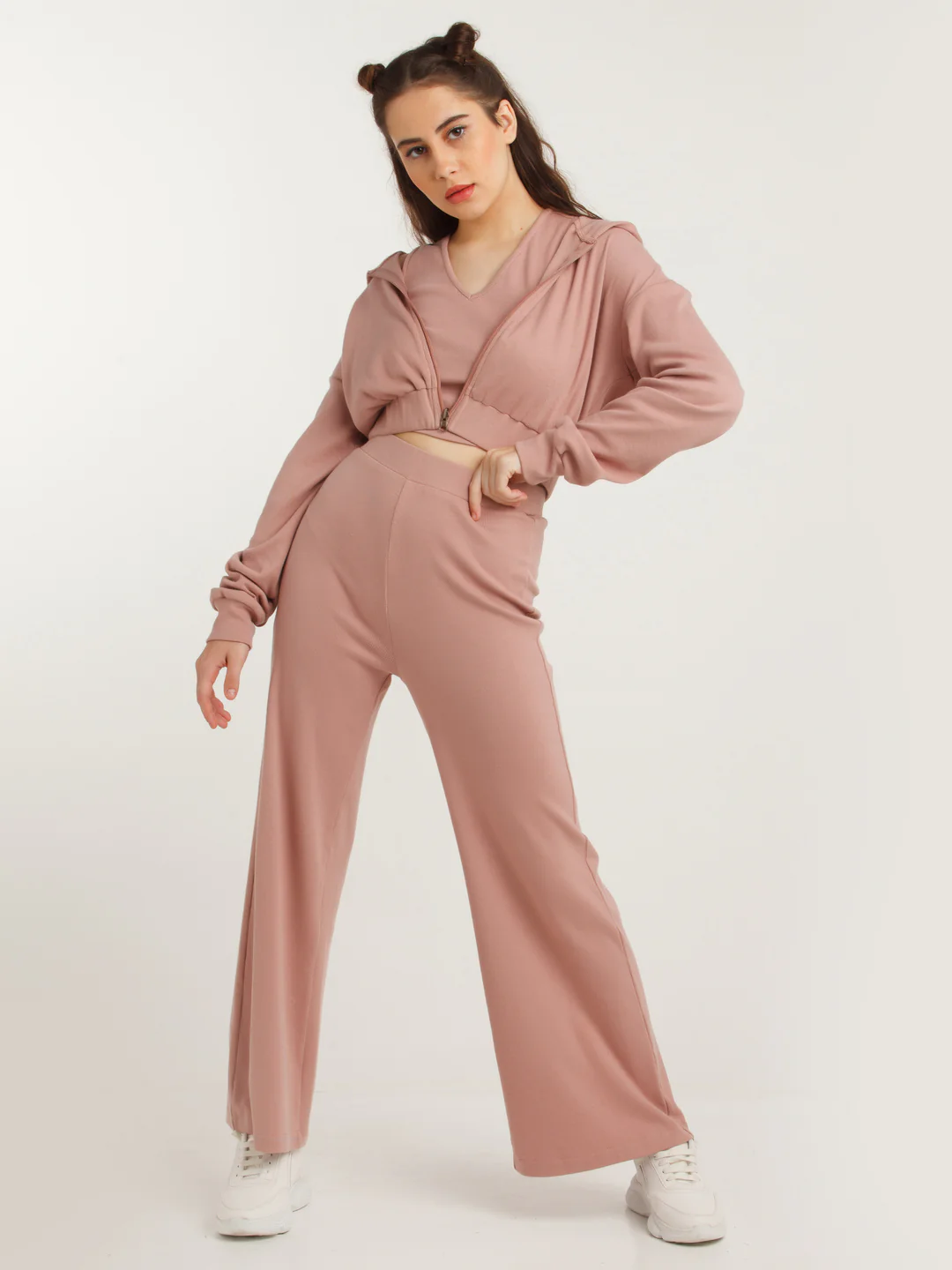 Brown Solid Elasticated Trouser