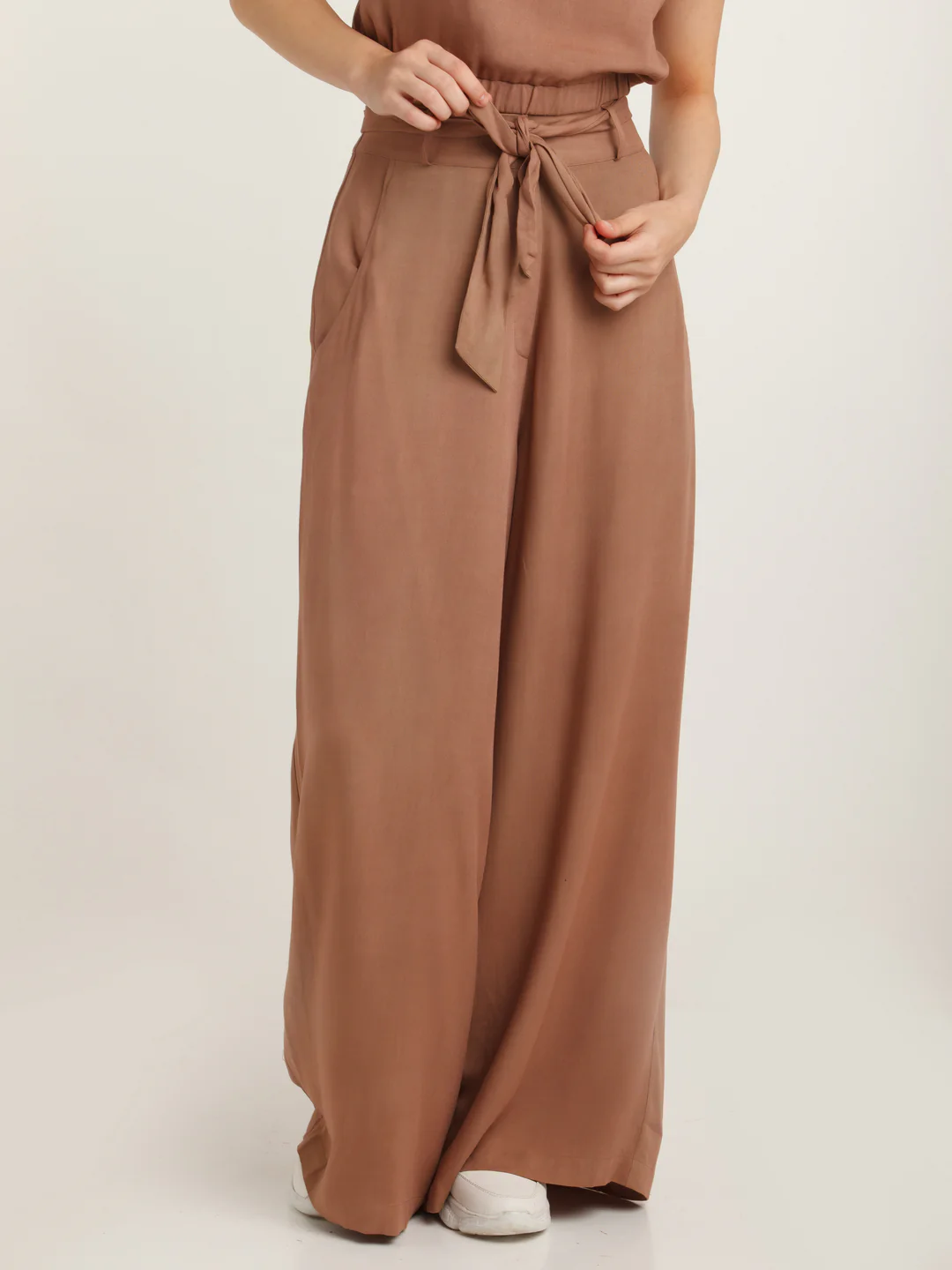 Brown Solid Fitted Trouser - Image 2